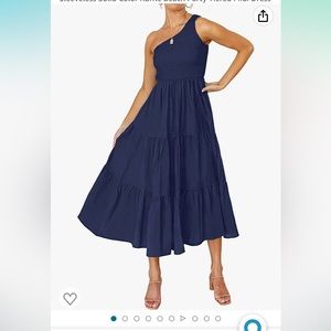 Boho one shoulder, tiered midi dress